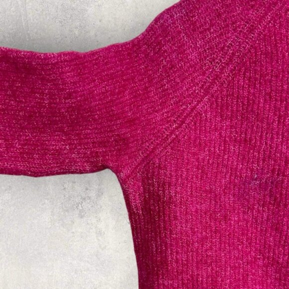 Sezane Trudy Ribbed Knit Sweater Pink Size Medium French Buttons Mohair Wool M - Picture 7 of 14